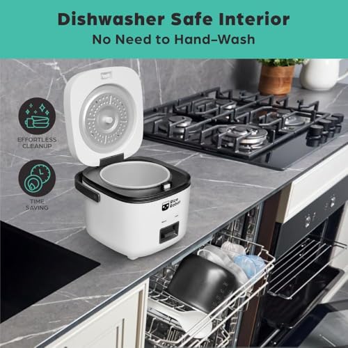 Rice Robot Personal Rice Cooker, PFAS-free, Nonstick. 1 Quart Capacity, with Stainless Steel Steamer Tray, Measuring Cups, Recipe Book with 60 Recipes, and Serving Spoon, As Seen On TV - My Kitchen Products