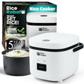 Rice Robot Personal Rice Cooker, PFAS-free, Nonstick. 1 Quart Capacity, with Stainless Steel Steamer Tray, Measuring Cups, Recipe Book with 60 Recipes, and Serving Spoon, As Seen On TV - My Kitchen Products