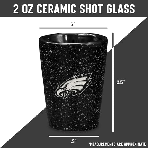 Rico Industries NFL Football Philadelphia Eagles 2oz Ceramic Shot Glass for Fans, Laser Engraved In Team Color Single Shot Glass - My Kitchen Products