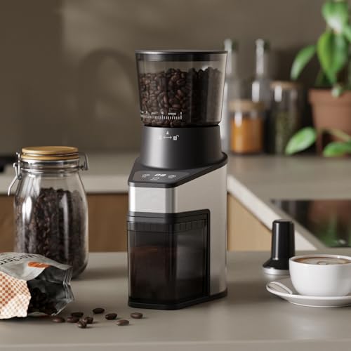RIOSKY Burr Coffee Grinder with 60 Settings, Electric Conical Bean Grinder with Touch Screen & Anti-Static Technology for Espresso to French Press, 1-60s Timer & 1-8 Cup Dosing, Stainless Steel, Black - My Kitchen Products