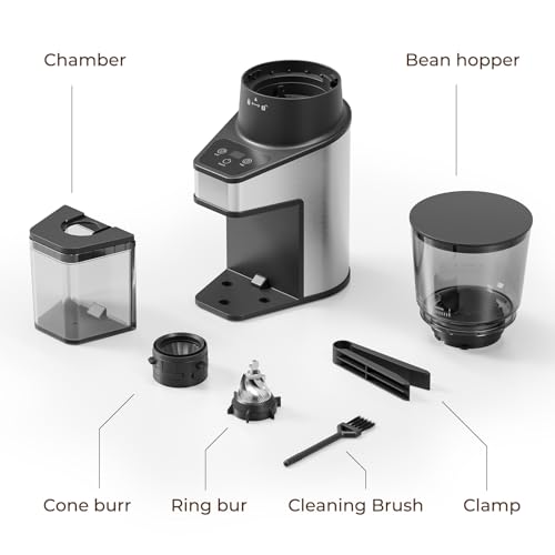 RIOSKY Burr Coffee Grinder with 60 Settings, Electric Conical Bean Grinder with Touch Screen & Anti-Static Technology for Espresso to French Press, 1-60s Timer & 1-8 Cup Dosing, Stainless Steel, Black - My Kitchen Products