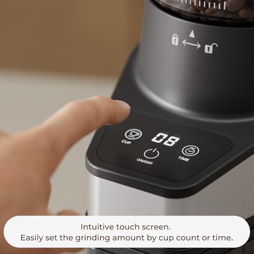 RIOSKY Burr Coffee Grinder with 60 Settings, Electric Conical Bean Grinder with Touch Screen & Anti-Static Technology for Espresso to French Press, 1-60s Timer & 1-8 Cup Dosing, Stainless Steel, Black - My Kitchen Products