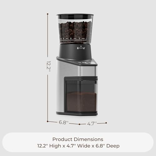 RIOSKY Burr Coffee Grinder with 60 Settings, Electric Conical Bean Grinder with Touch Screen & Anti-Static Technology for Espresso to French Press, 1-60s Timer & 1-8 Cup Dosing, Stainless Steel, Black - My Kitchen Products