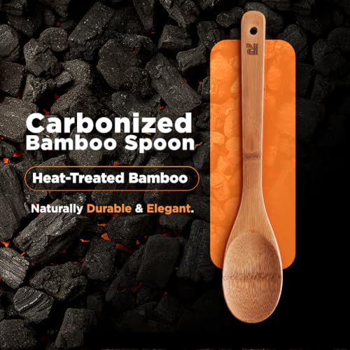 Riveira Dark Bamboo Wooden Spoons for Cooking 6-Piece, Apartment Essentials Wood Spatula Spoon Nonstick Kitchen Utensil Set Premium Quality Housewarming Gifts for Everyday Use - My Kitchen Products