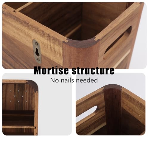 RMCOKGX Utensil Holder for Kitchen Countertop - Extra Large 4 Compartment Wooden Organizer in Acacia Wood, Storage for Cooking Tools and Cutlery, Farmhouse Style for Home Cooking - My Kitchen Products