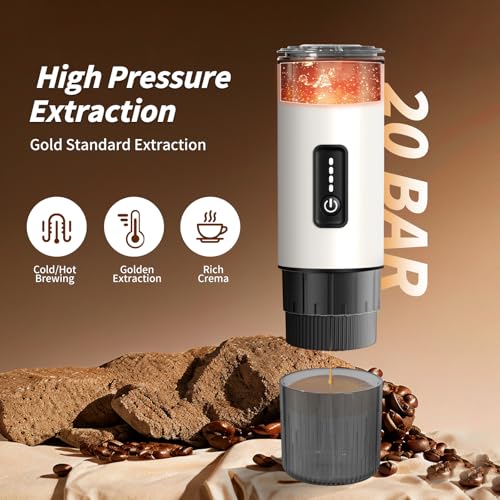 Rocspire 3-in-1 Portable Espresso Maker 20 Bar Self-Heating Stainless Steel Fits Ground Coffee & Nespresso Capsules USB-C Rechargeable for Camping Car Hiking Office - My Kitchen Products