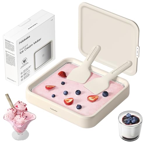 Rolled Ice Cream Maker, Felizbebe Instant Ice Cream Roller Tray with Lid and 2 Spatulas, Food Grade Premium Stainless Steel Cold Plate No-electricity for Fun Family Activities, DIY Parent-Child Time - My Kitchen Products