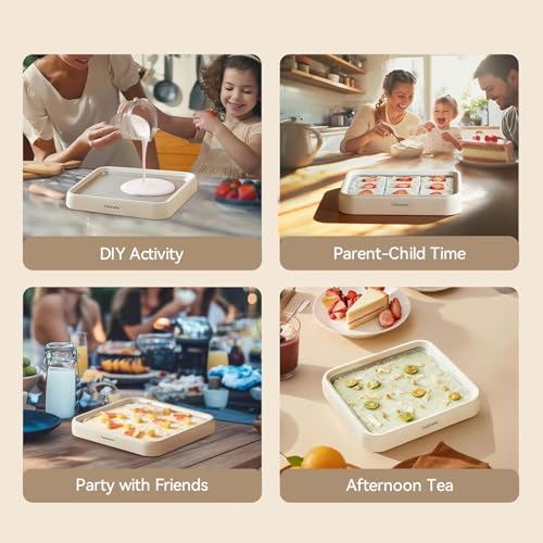 Rolled Ice Cream Maker, Felizbebe Instant Ice Cream Roller Tray with Lid and 2 Spatulas, Food Grade Premium Stainless Steel Cold Plate No-electricity for Fun Family Activities, DIY Parent-Child Time - My Kitchen Products