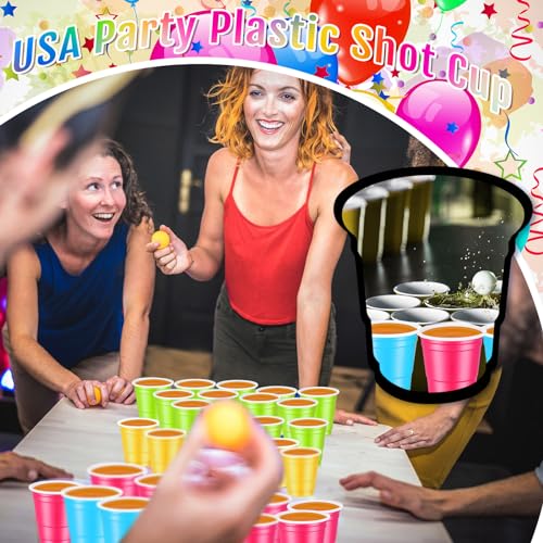 Roshtia 100 Pack 2 oz Plastic Shot Cups, Mini Disposable Shot Glasses 2 oz Wedding Party Cups for Bridal Shower Wedding Party, Beer Taste Serving, Snacks(Multi Colors) - My Kitchen Products
