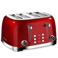 Roter Mond 4 Slice Toaster Retro Stainless Steel with Bagel Defrost Cancel Function, 6 Browning Settings, Extre Wide Slot and Removable Crumb Tray, Red, ST033 - My Kitchen Products