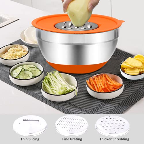 Rottay Mixing Bowls with Airtight Lids, 20PCS Stainless Steel Mixing Bowl Set, Nesting Bowls with 3 Grater Attachments & Non-Slip Bottoms, Size7, 4, 3, 2, 1.5, 1QT Bowls for Baking&Prepping - My Kitchen Products