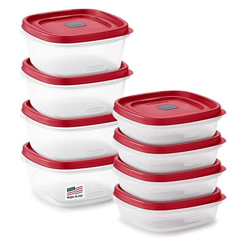 Rubbermaid 16-Piece BPA-Free Plastic Food Storage Set, Red Vented Lids - Microwave, Dishwasher Safe: Perfect for Meal Prep, Leftovers, and Kitchen Organization - My Kitchen Products