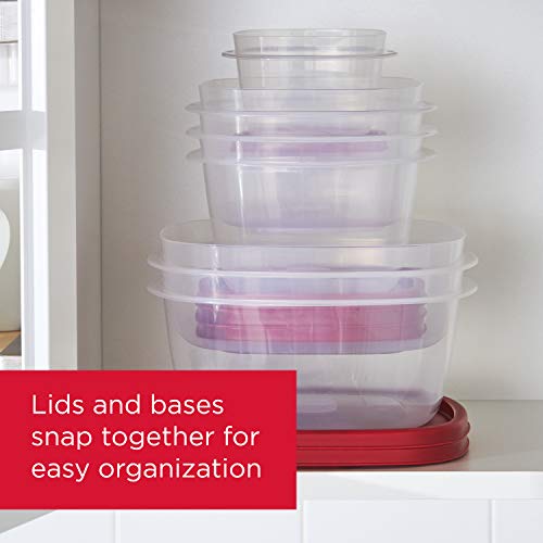 Rubbermaid 16-Piece BPA-Free Plastic Food Storage Set, Red Vented Lids - Microwave, Dishwasher Safe: Perfect for Meal Prep, Leftovers, and Kitchen Organization - My Kitchen Products