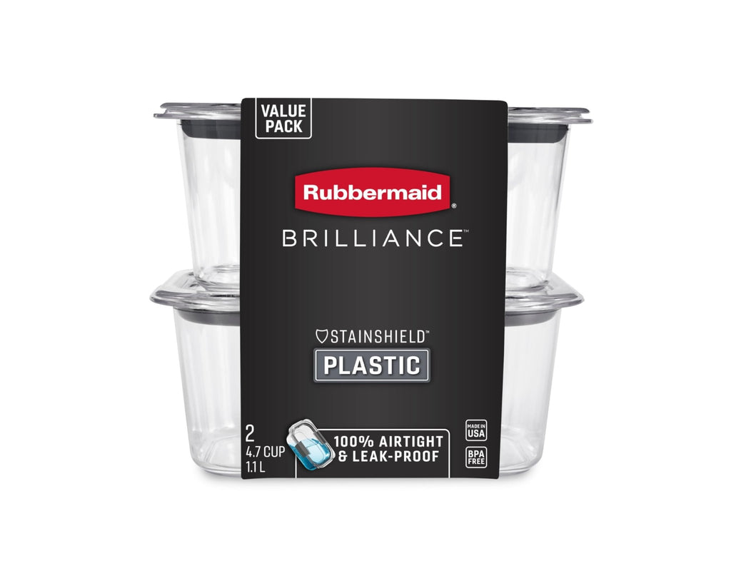 Rubbermaid Brilliance BPA-Free Food Storage Containers, Medium Deep, 4.7 Cup, 2-Pack, Airtight & Leak-Proof, Microwave & Dishwasher Safe - My Kitchen Products