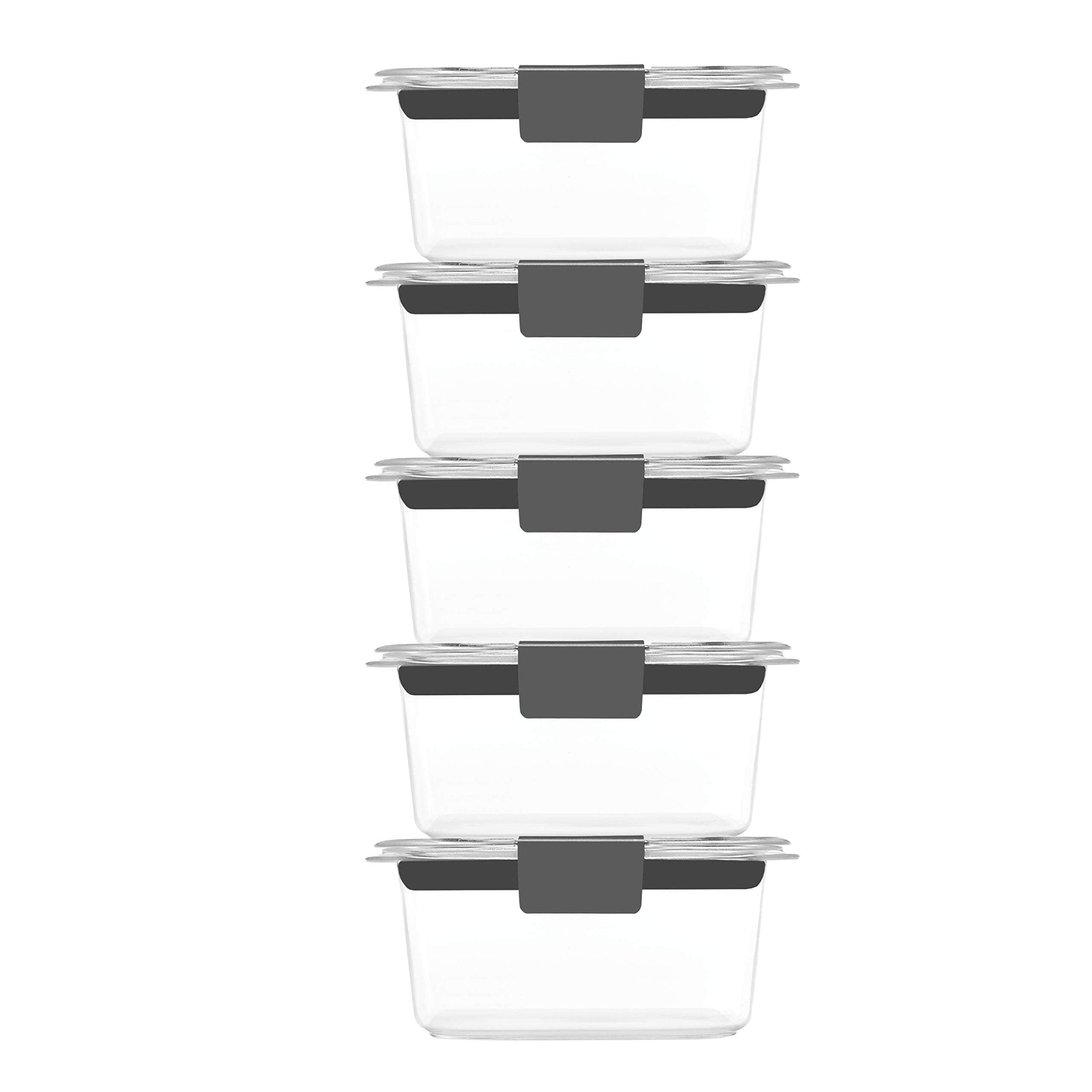 Rubbermaid Brilliance BPA-Free Food Storage Containers Multi Pack, 1.3 Cup Plastic Containers with Lids, 5 Pack, Leak Proof, Microwave & Dishwasher Safe - My Kitchen Products