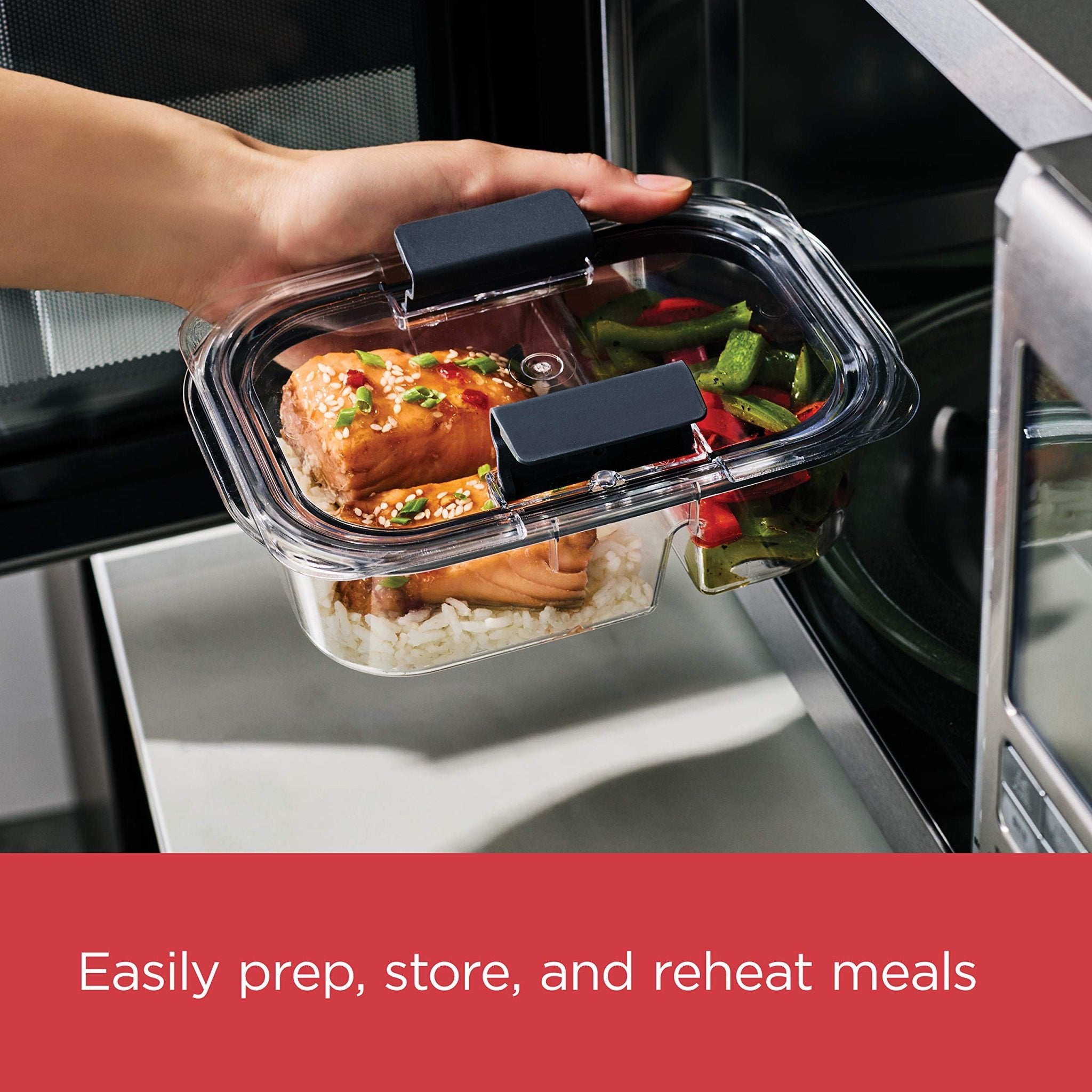 Rubbermaid Brilliance Meal Prep Containers, 2-Compartment Food Storage Containers, 2.85 Cup, 5-Pack, BPA-Free, Clear/Grey - My Kitchen Products