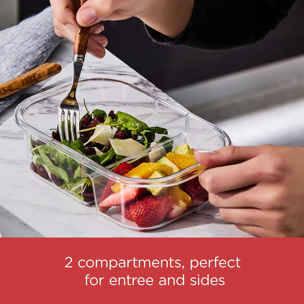 Rubbermaid Brilliance Meal Prep Containers, 2-Compartment Food Storage Containers, 2.85 Cup, 5-Pack, BPA-Free, Clear/Grey - My Kitchen Products
