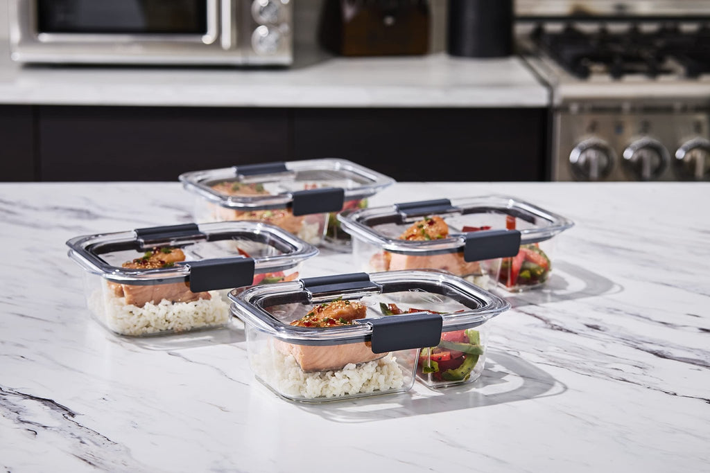Rubbermaid Brilliance Meal Prep Containers, 2-Compartment Food Storage Containers, 2.85 Cup, 5-Pack, BPA-Free, Clear/Grey - My Kitchen Products