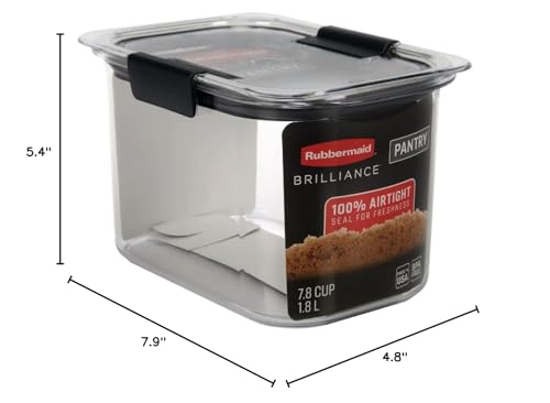 Rubbermaid Brilliance Pantry Airtight Food Storage Container, BPA-Free 7.8 Cup, Ideal for Brown Sugar - Efficient, Leak-Proof and Dishwasher-safe - My Kitchen Products