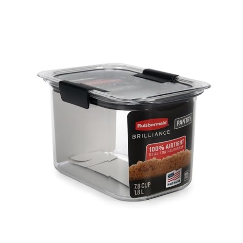 Rubbermaid Brilliance Pantry Airtight Food Storage Container, BPA-Free 7.8 Cup, Ideal for Brown Sugar - Efficient, Leak-Proof and Dishwasher-safe - My Kitchen Products