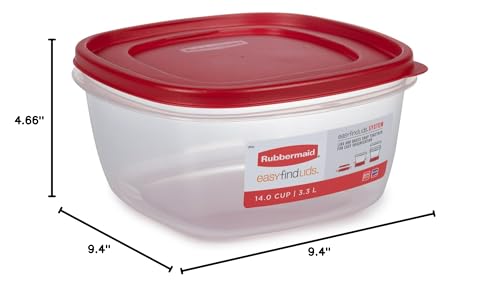 Rubbermaid Easy Find Lids Food Storage Container, 14 Cup, Red 2 Pack - My Kitchen Products