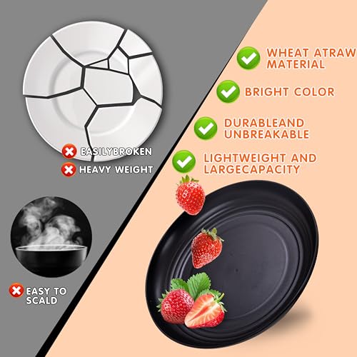 Rubtlamp Wheat Straw Dinnerware Sets, 16PCS Plastic Dinnerware Set for 4, Wheat Straw Plates and Bowls Sets, Unbreakable Dinnerware Plastic Microwave Safe Dishes Set for Kitchen&Camping - My Kitchen Products