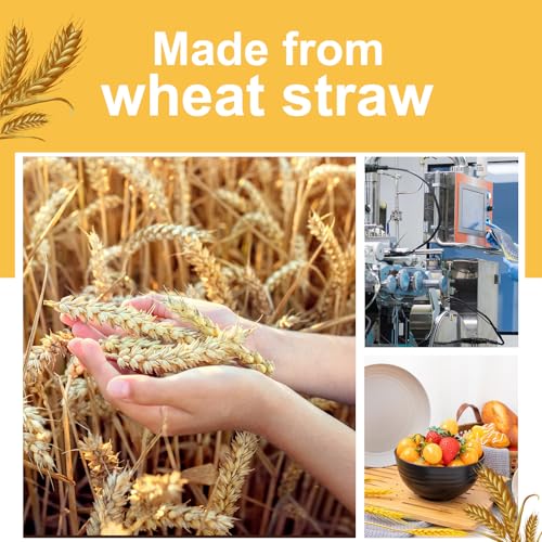 Rubtlamp Wheat Straw Dinnerware Sets, 16PCS Plastic Dinnerware Set for 4, Wheat Straw Plates and Bowls Sets, Unbreakable Dinnerware Plastic Microwave Safe Dishes Set for Kitchen&Camping - My Kitchen Products