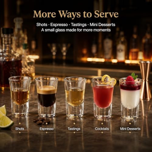 Ruckae 12 Pack 1oz Shot Glasses Set with Heavy Base Clear Shot Glasses Bulk for Vodka Tequila Whiskey Liquor - My Kitchen Products