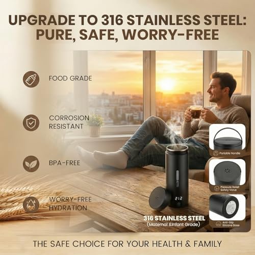 Rzlinn Portable Electric Kettle （120V）, Travel Tea Kettle, 316 Stainless Steel Premium Liner, 4-speed Temperature Adjustment with Auto Shut-off and Boil-Off Protection black - My Kitchen Products