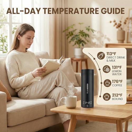 Rzlinn Portable Electric Kettle （120V）, Travel Tea Kettle, 316 Stainless Steel Premium Liner, 4-speed Temperature Adjustment with Auto Shut-off and Boil-Off Protection black - My Kitchen Products