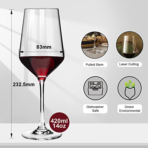 S SALIENT Wine Glasses Set of 6,Long Stem White/Red Wine glasses,14oz Hand Blown Premium Crystal Wine Glass,Gift Packing Burgundy Glasses - My Kitchen Products