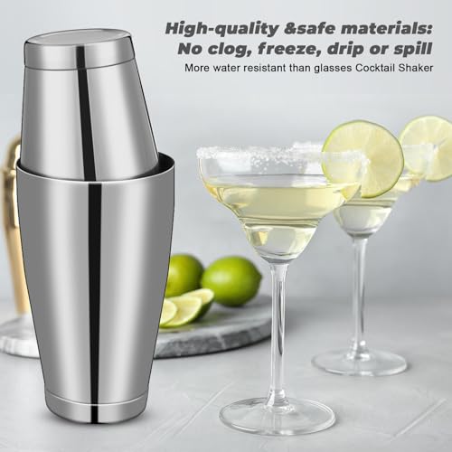 Sabary 6 Pcs Cocktail Shakers Professional Bar Shaker Boston Set Stainless Steel Martini Drink Mixer Basic Tool Weighted Shake Metal Can Cocktail Shaker Set, 18 Oz, 28 oz (Silver) - My Kitchen Products