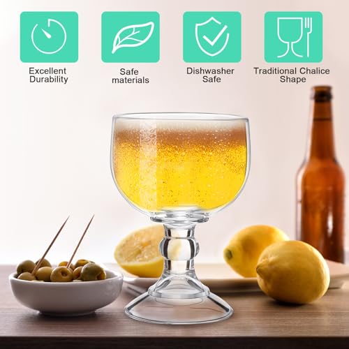Sabary Set of 12 Schooner Beer Glass 21.5 oz Extra Large Margarita Glass Clear Fishbowl Cup for Drinks Thick Bottom Goblet Shrimp Cocktail Cups for Drinking Coronaritas Beer Margarita Juice Water - My Kitchen Products