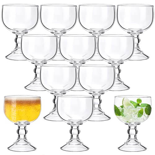 Sabary Set of 12 Schooner Beer Glass 21.5 oz Extra Large Margarita Glass Clear Fishbowl Cup for Drinks Thick Bottom Goblet