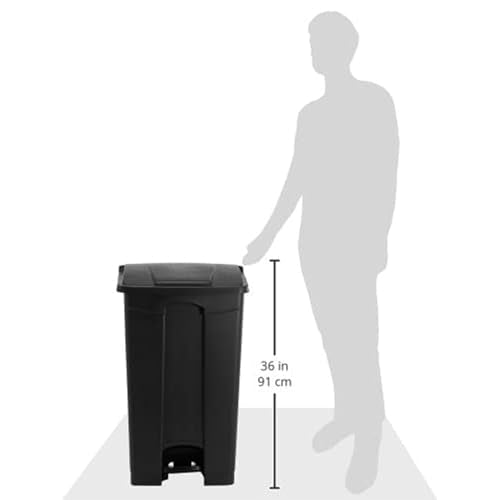 Safco Step On Plastic Trash Can with Foot Pedal, 23 Gallon Garbage Can for Kitchen, Indoor or Outdoor Use, Hands Free, Black - My Kitchen Products