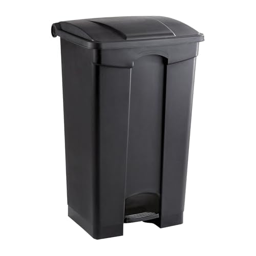 Safco Step On Plastic Trash Can with Foot Pedal, 23 Gallon Garbage Can for Kitchen, Indoor or Outdoor Use, Hands Free, Black - My Kitchen Products