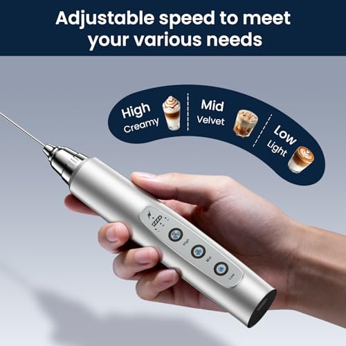 Sakgos Milk Frother Rechargeable Handheld-Electric Whisk 3 Speed Adjustable, Coffee Frother Wand with 3 Stainless Whisks, Electric Foam Maker, Drink Mixer Blender for Latte Cappuccino Matcha Egg - My Kitchen Products