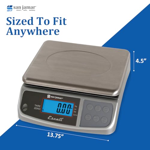 San Jamar Digital Food Scale, Battery Operated with 66 Pound Capacity for Cooking, Baking, Meal Prep, Diet Tracking, Stainless Steel, 6.82 Pounds, Silver - My Kitchen Products