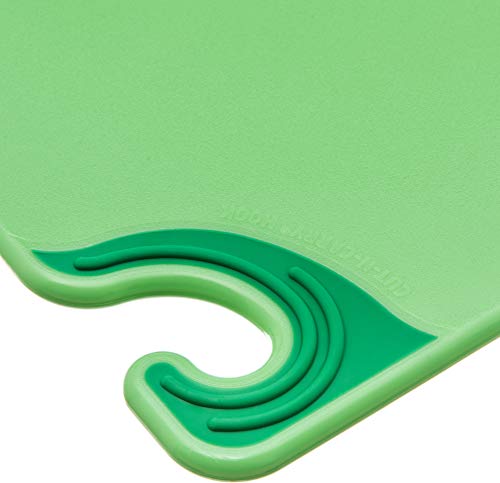 San Jamar Saf-T-Grip Plastic Cutting Board with Safety Hook, 12" x 18" x 0.5", Green - My Kitchen Products