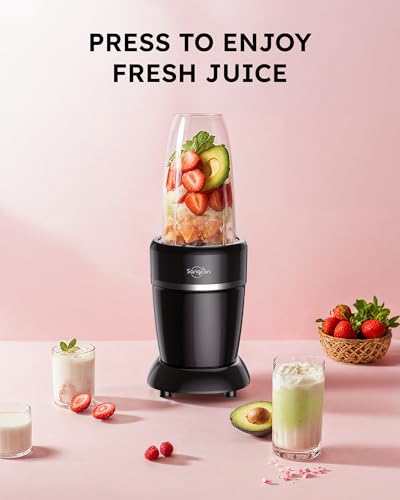 Sangcon 1000W Smoothie Blender for Kitchen, Blenders for Smoothies with (3) Cups (2) Spout Covers (1) Storage Cap (1) To-Go Cap, Portable Blender for Shakes, Ice Crushing, Frozen Drinks, Spices - My Kitchen Products