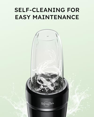 Sangcon 1000W Smoothie Blender for Kitchen, Blenders for Smoothies with (3) Cups (2) Spout Covers (1) Storage Cap (1) To-Go Cap, Portable Blender for Shakes, Ice Crushing, Frozen Drinks, Spices - My Kitchen Products
