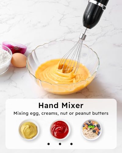 Sangcon Immersion Blender Handheld, 3-in-1 Hand Blender Electric, 400W Handheld Licuadora de mano, Stainless Steel Blade Stick Mixer with Whisk, Milk Frother Attachments - Black - My Kitchen Products