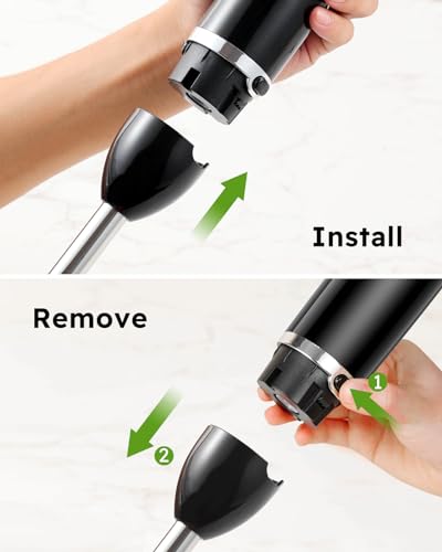 Sangcon Immersion Blender Handheld, 3-in-1 Hand Blender Electric, 400W Handheld Licuadora de mano, Stainless Steel Blade Stick Mixer with Whisk, Milk Frother Attachments - Black - My Kitchen Products