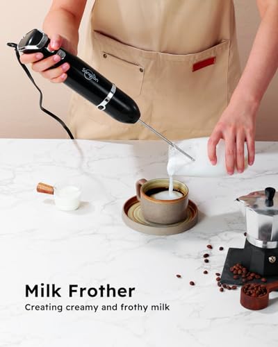Sangcon Immersion Blender Handheld, 3-in-1 Hand Blender Electric, 400W Handheld Licuadora de mano, Stainless Steel Blade Stick Mixer with Whisk, Milk Frother Attachments - Black - My Kitchen Products