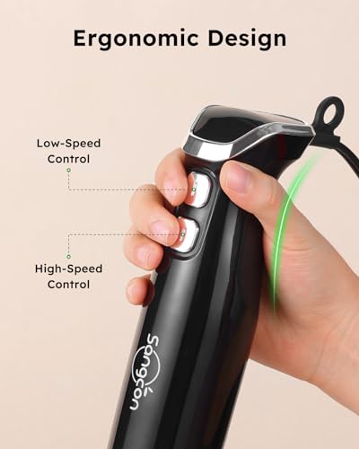 Sangcon Immersion Blender Handheld, 3-in-1 Hand Blender Electric, 400W Handheld Licuadora de mano, Stainless Steel Blade Stick Mixer with Whisk, Milk Frother Attachments - Black - My Kitchen Products