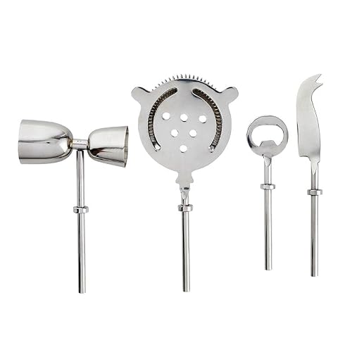 Santa Barbara Design Studio TableSugar Bar Tools Modern Kitchen Cocktail Accessories, 4-Pieces, Stainless Steel/Marble - My Kitchen Products