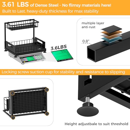 Saydear Under Sink Organizer Storage 2-Tier Premium Metal Pull-Out Kitchen Cabinet Organizer with Sliding Drawer, Height Adjustable, Heavy Duty for Kitchen & Bathroom Organizers 2 Pack Black - My Kitchen Products