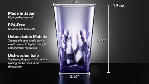 SCANDINOVIA - 19oz Unbreakable Premium Drinking Glasses Set of 6 - Super Grade Acrylic Plastic - Perfect for Gifts - Dishwasher Safe - Stackable - Drinkware Cups Reusable Water Tumbler - My Kitchen Products