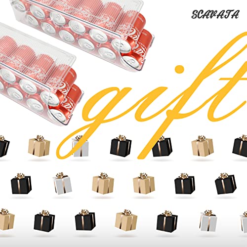 SCAVATA 4 Pack Soda Can Organizer for Refrigerator, Stackable Canned Food Pop Cans Container Can Holder Dispenser with Lid for Fridge Rack Freezer, Clear Storage Bins-Holds 12 Cans Each (Transparent) - My Kitchen Products