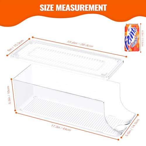 SCAVATA 4 Pack Soda Can Organizer for Refrigerator, Stackable Canned Food Pop Cans Container Can Holder Dispenser with Lid for Fridge Rack Freezer, Clear Storage Bins-Holds 12 Cans Each (Transparent) - My Kitchen Products